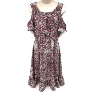 Lauren Conrad Boho Floral Cold Shoulder Dress M